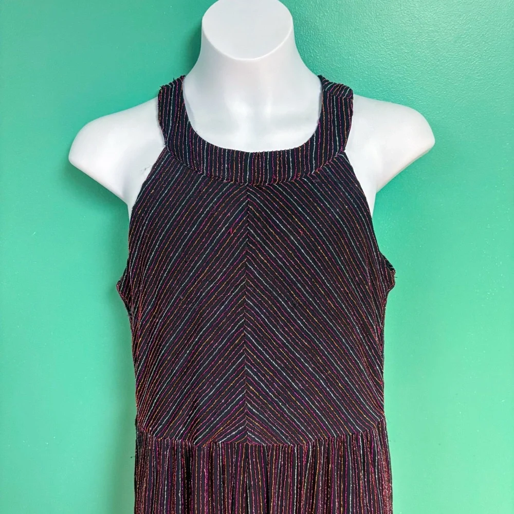 Knitworks Rainbow Shimmer Stripe Halter Neck Keyhole Detail Jumpsuit Girls 14